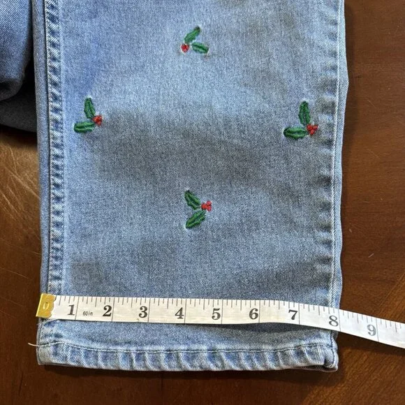 Vintage Quaker Factory Jeans Sz 24W Women’s Cherry Embroidery Print High Rise - Picture 11 of 15